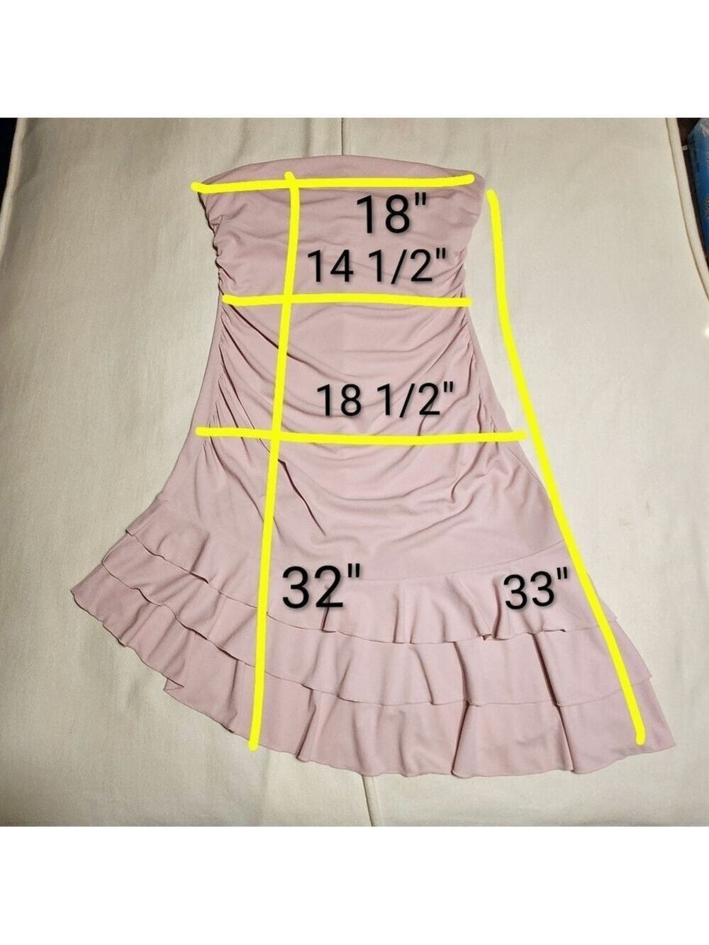 Express Pink Strapless Shirred Ruffle Bodycon Knit Dress Size 14 - Picture 10 of 10